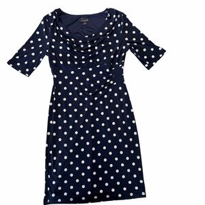 Connected Apparel Navy Polka Dot Long Sleeve Dress